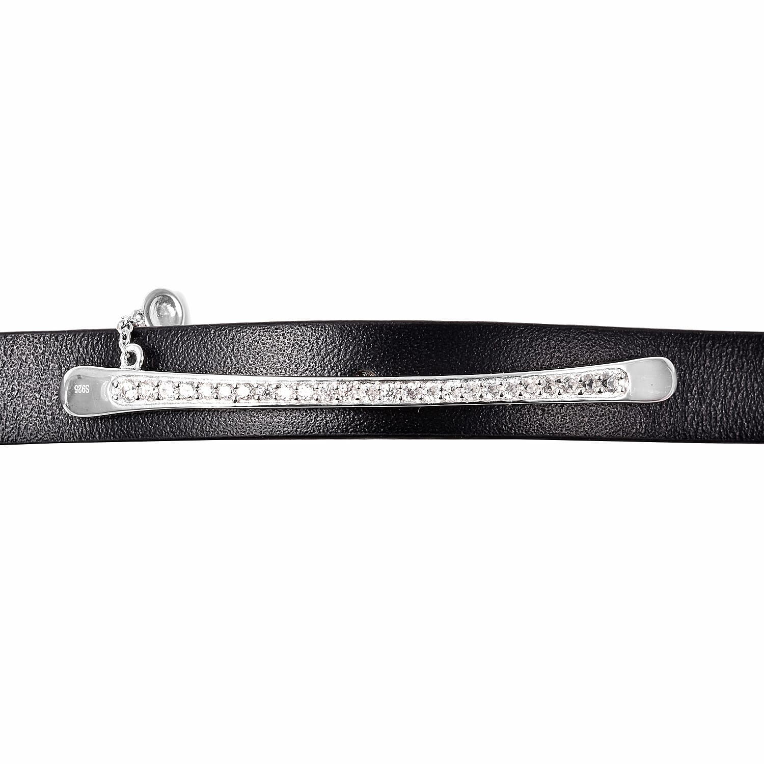 Lucy Q Swiss Movement Black Dial 3ATM Water Resistant Watch with 3 Row Black Leather Strap and Natural Cambodian Zircon Studded Sterling Silver Charm in a Gift Box 3717385 6