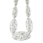 LucyQ Victorian Era Collection - Chrome Diopside Necklace (Size 20) in Rhodium Overlay Sterling Silver