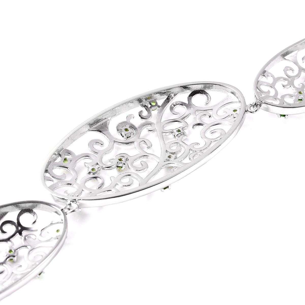 Lucy Q Victorian Era Collection - Chrome Diopside Necklace (Size 20) in Rhodium Overlay Sterling Silver 3700009 8