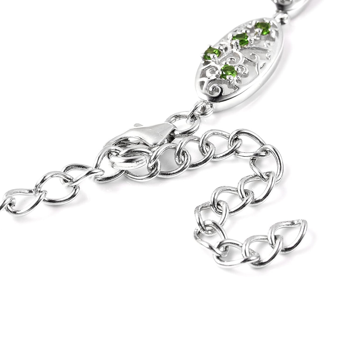 Lucy Q Victorian Era Collection - Chrome Diopside Necklace (Size 20) in Rhodium Overlay Sterling Silver 3700009 10