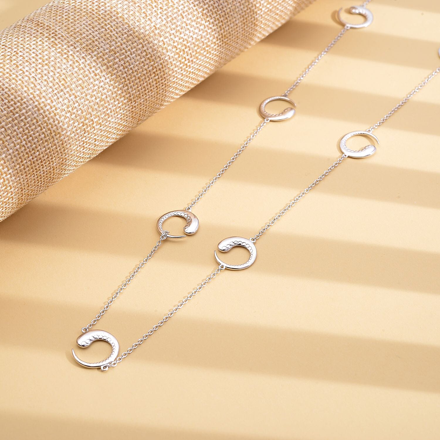 Lucy Q Wave Collection - Rhodium Overlay Sterling Silver Necklace (Size - 24,26,28 Inch), Silver Wt. 9.39 Gms 7026675 2