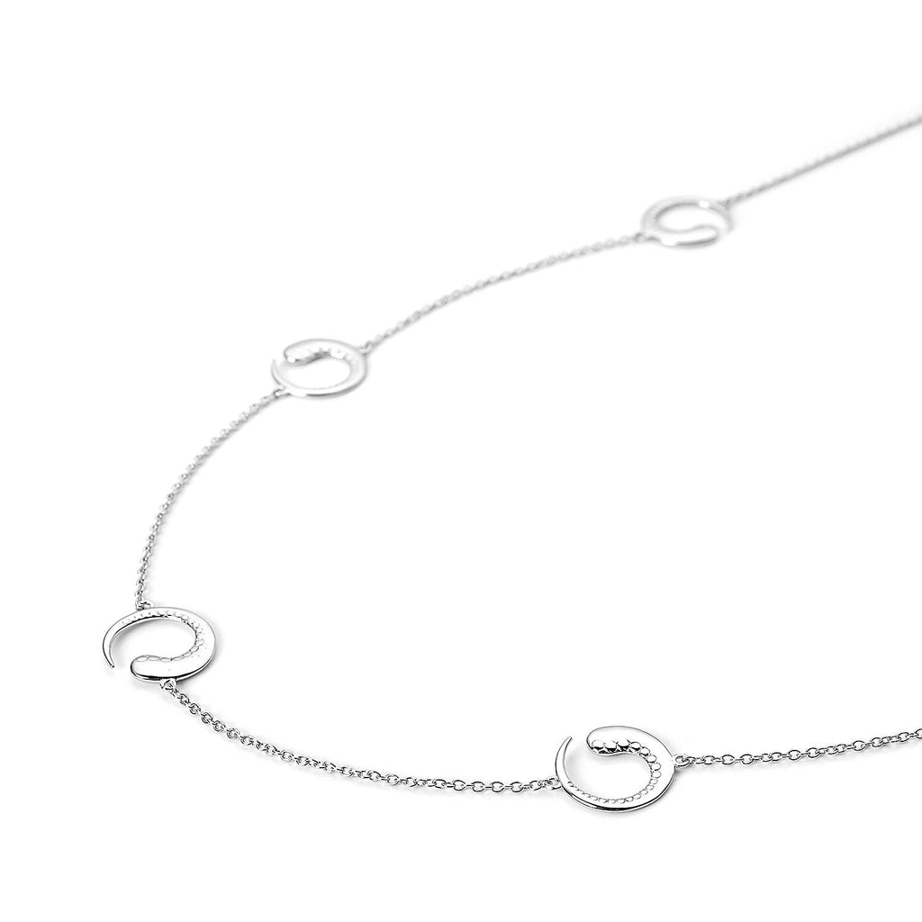 LucyQ Luna Station Necklace (Size - 24,26,28 Inch) in Sterling Silver