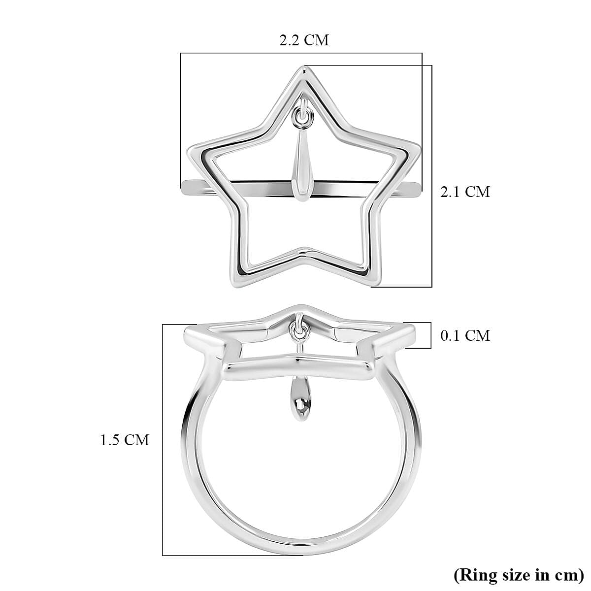 Lucy Q Constellation Collection - Rhodium Overlay Sterling Silver Star Ring 7491408 12