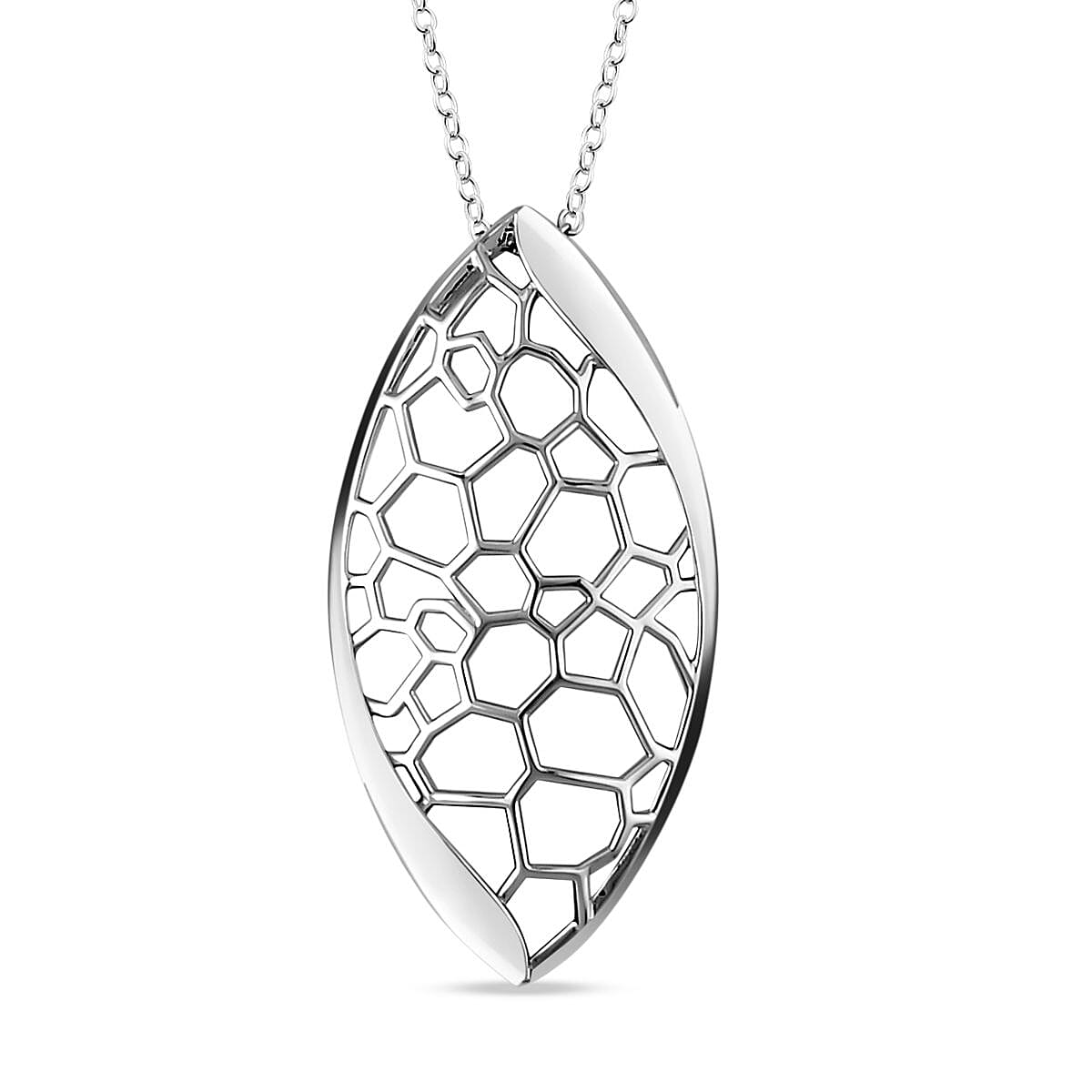 Lucy Q Honeycomb Collection - Rhodium Overlay Sterling Silver Pendant with Chain (Size 18/20/24 Inch), Silver Wt. 5.00 Gms 4155856 0