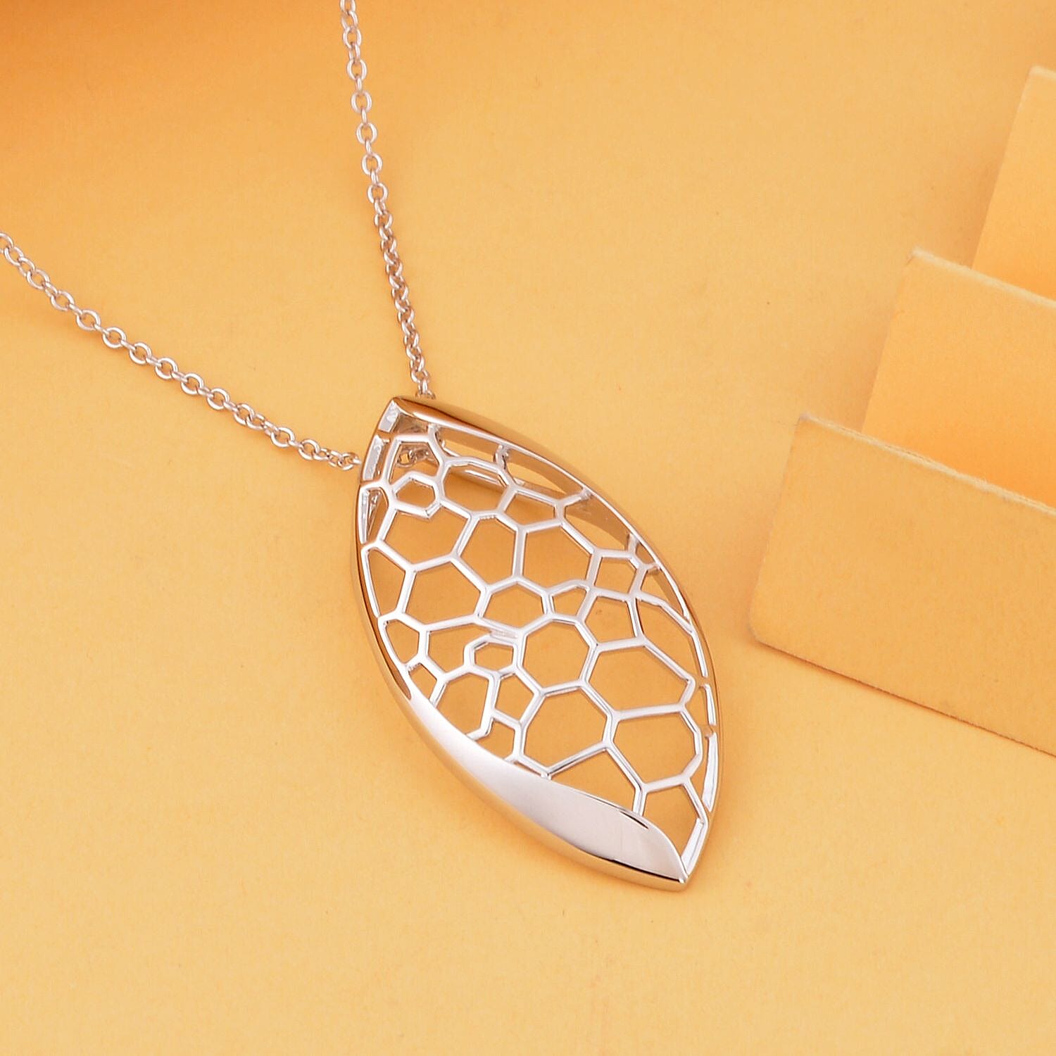 Lucy Q Honeycomb Collection - Rhodium Overlay Sterling Silver Pendant with Chain (Size 18/20/24 Inch), Silver Wt. 5.00 Gms 4155856 3