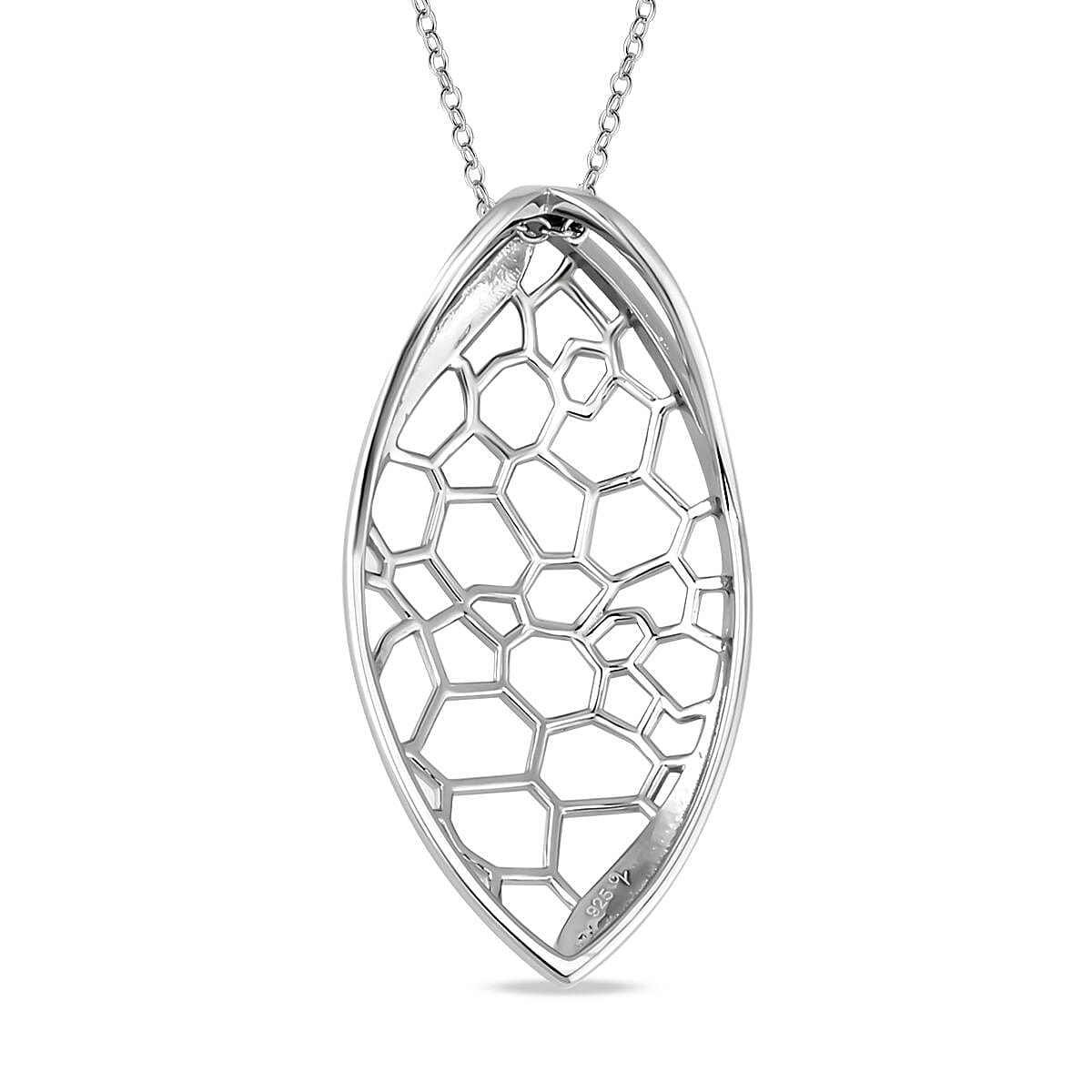 Lucy Q Honeycomb Collection - Rhodium Overlay Sterling Silver Pendant with Chain (Size 18/20/24 Inch), Silver Wt. 5.00 Gms 4155856 5