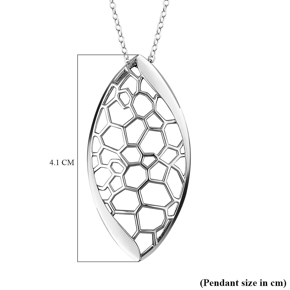 Lucy Q Honeycomb Collection - Rhodium Overlay Sterling Silver Pendant with Chain (Size 18/20/24 Inch), Silver Wt. 5.00 Gms 4155856 6