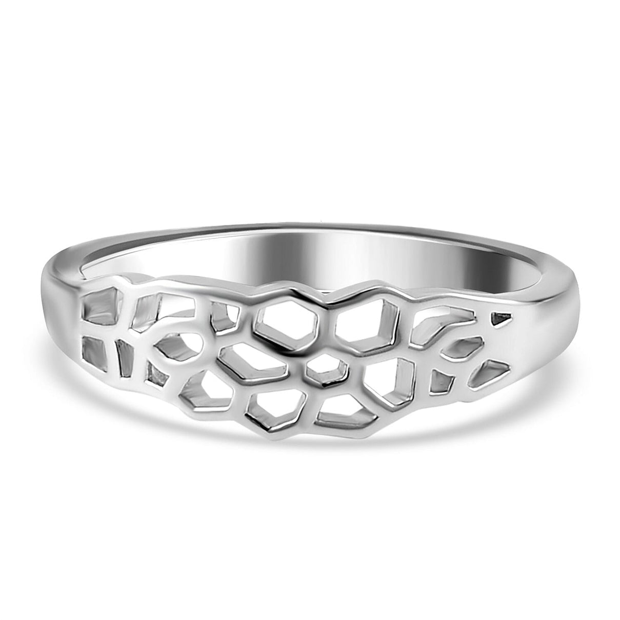 Lucy Q Honeycomb Collection - Rhodium Overlay Sterling Silver Ring 7545880 0