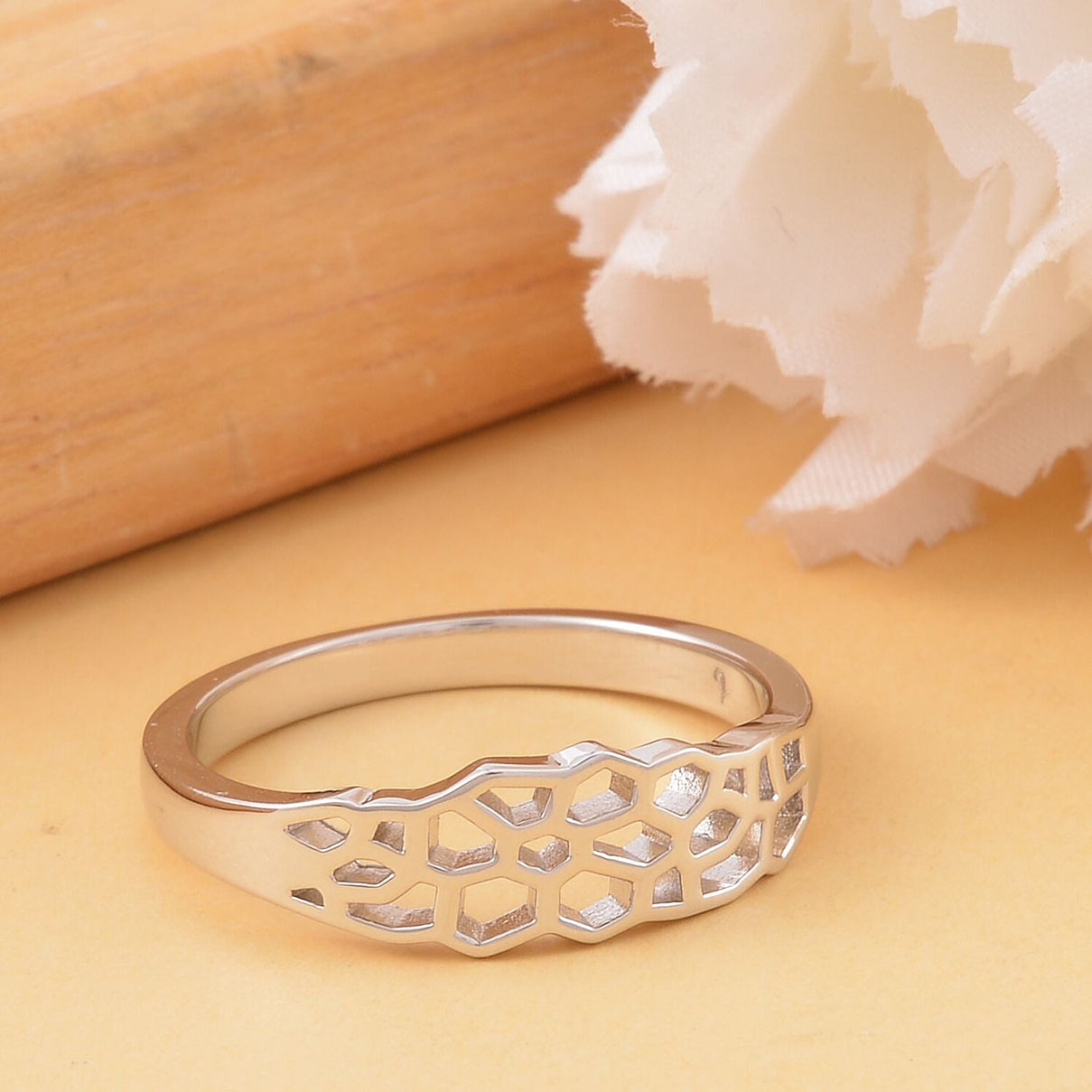Lucy Q Honeycomb Collection - Rhodium Overlay Sterling Silver Ring 7545880 1