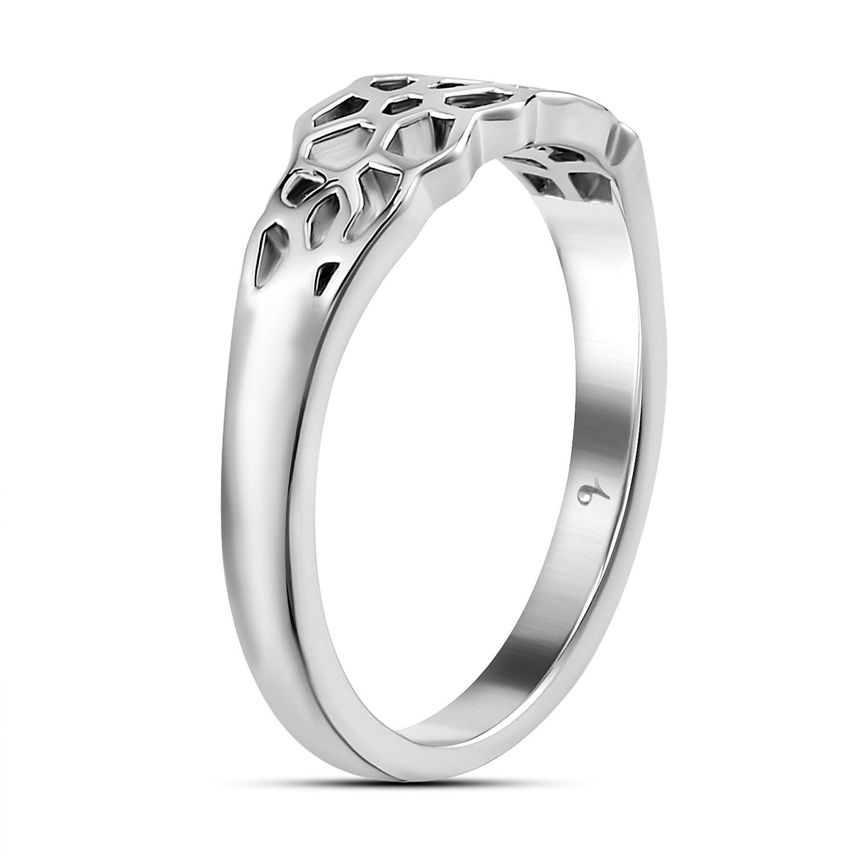 Lucy Q Honeycomb Collection - Rhodium Overlay Sterling Silver Ring 7545880 3