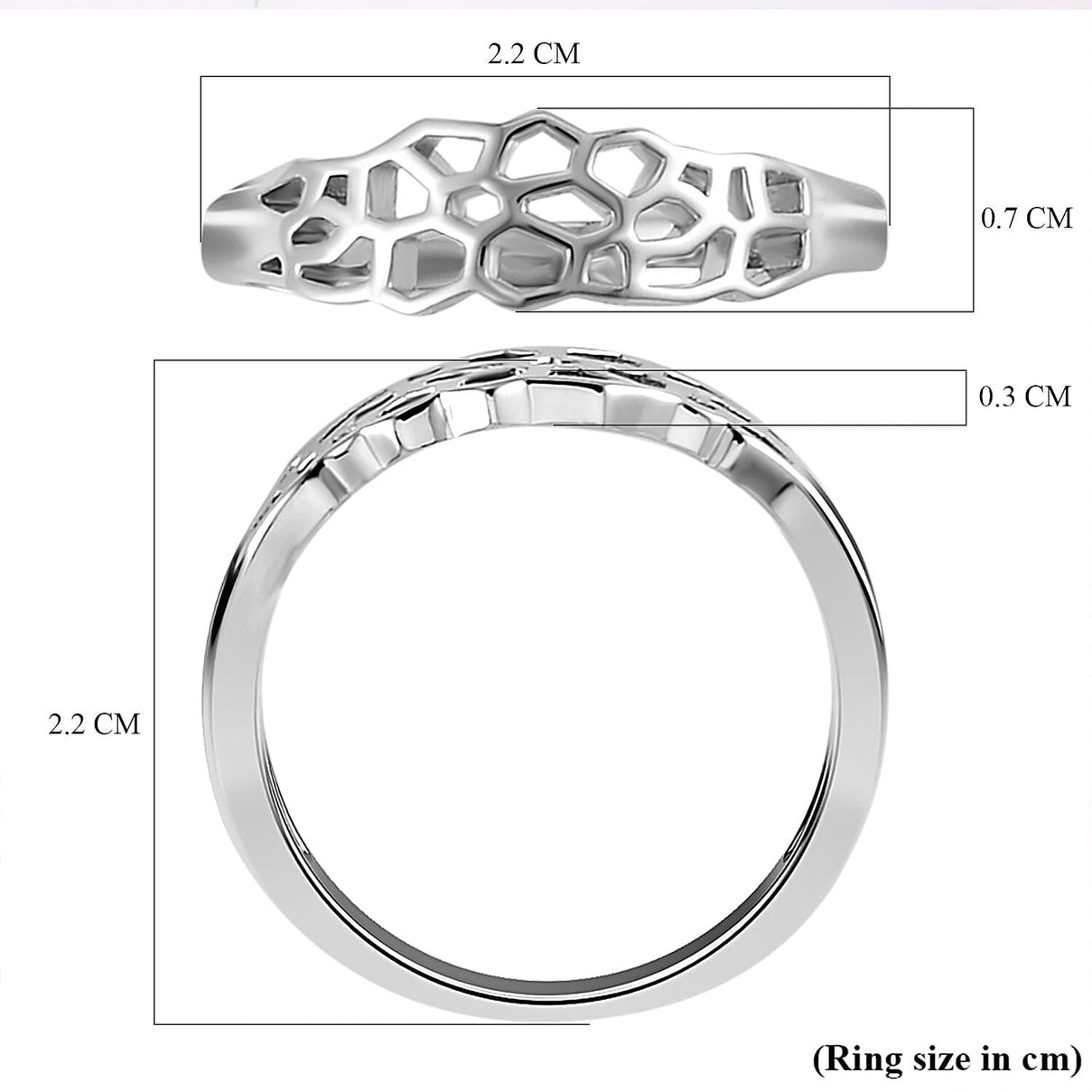 Lucy Q Honeycomb Collection - Rhodium Overlay Sterling Silver Ring 7545880 5