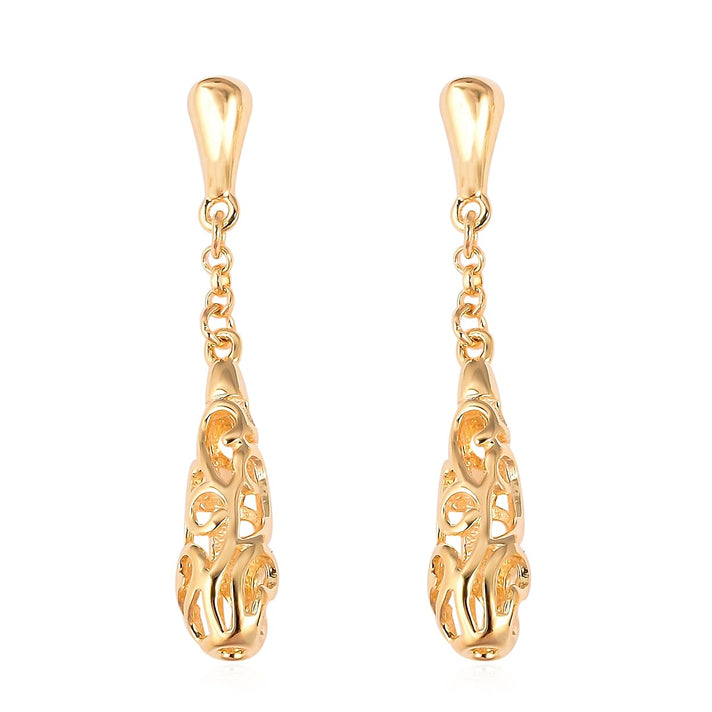 LucyQ Lattice Drop Earrings in Gold Plated Silver 3391497 1