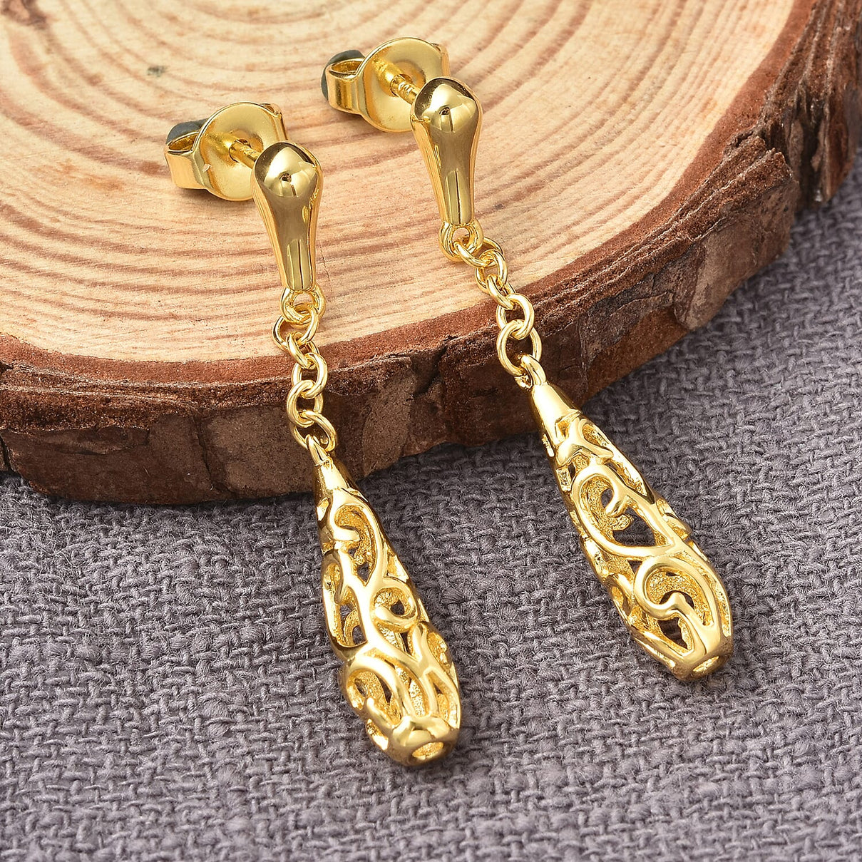 LucyQ Lattice Drop Earrings in Gold Plated Silver 3391497 2