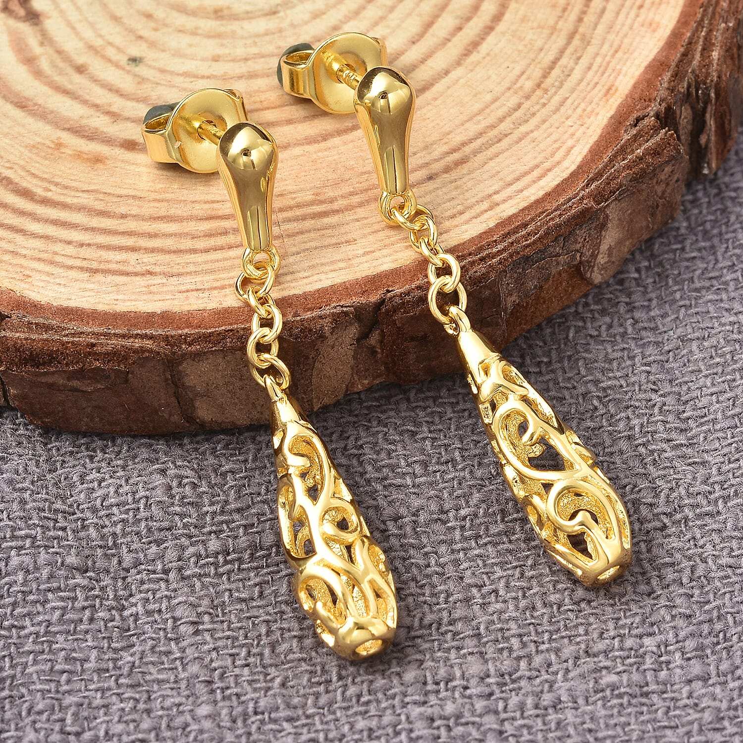 LucyQ Lattice Drop Earrings in Gold Plated Silver 3391497 2