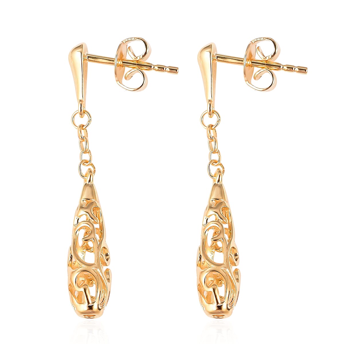 LucyQ Lattice Drop Earrings in Gold Plated Silver 3391497 4