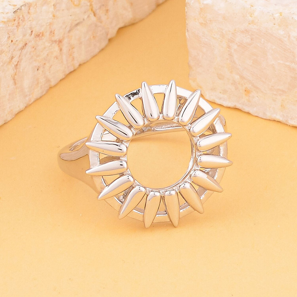 Lucy Q Petal Collection - Rhodium Overlay Sterling Silver Ring 7491442 8