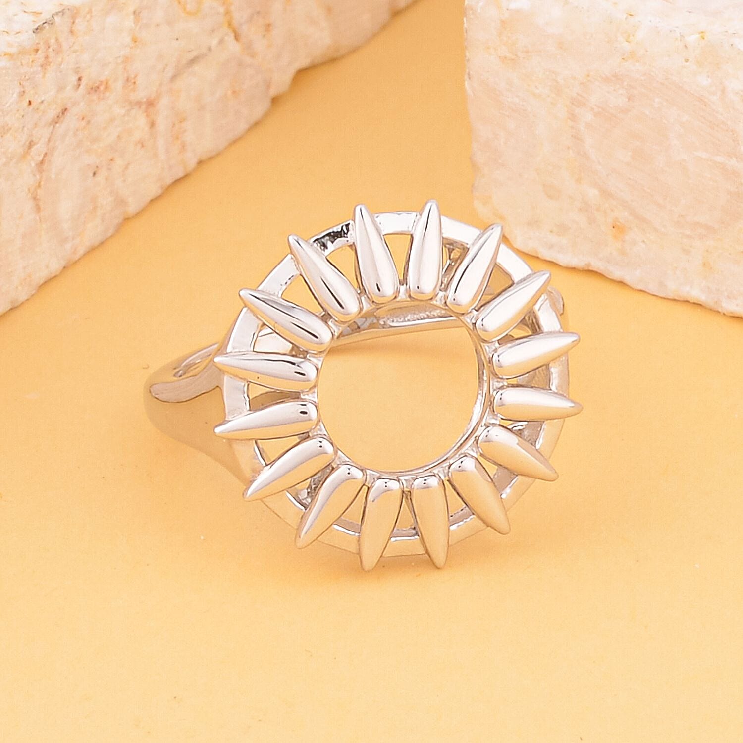 Lucy Q Petal Collection - Rhodium Overlay Sterling Silver Ring 7491442 8