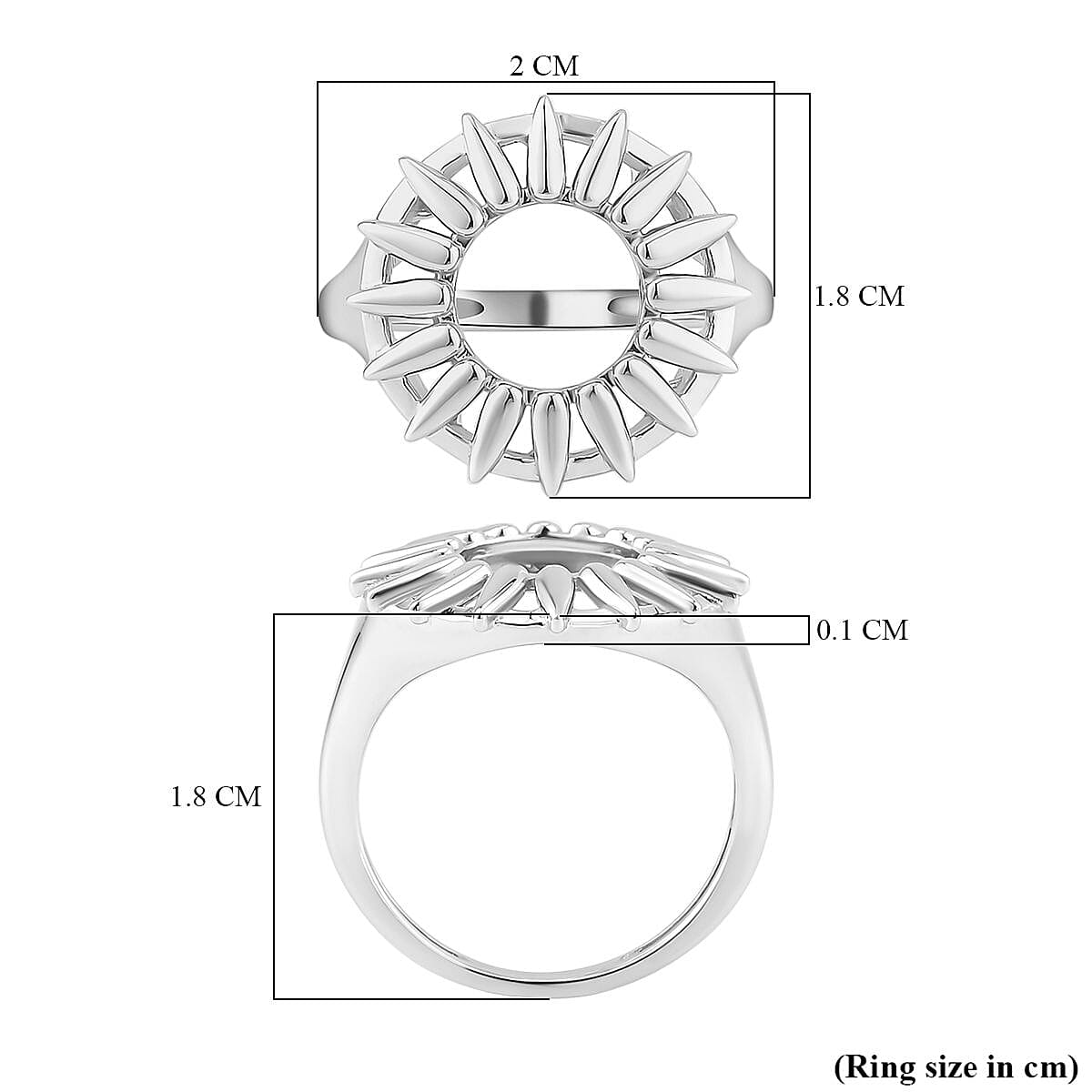 Lucy Q Petal Collection - Rhodium Overlay Sterling Silver Ring 7491442 12