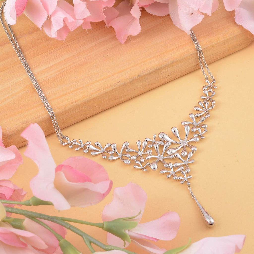 Lucy Q Splash Collection - Rhodium Overlay Sterling Silver Necklace (Size - 16-18-20)