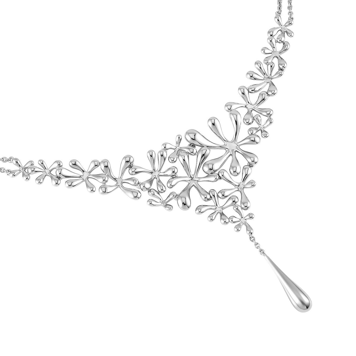 Lucy Q Splash Collection - Rhodium Overlay Sterling Silver Necklace (Size - 16/18/20), Silver Wt. 24.5 GM 7546438 2