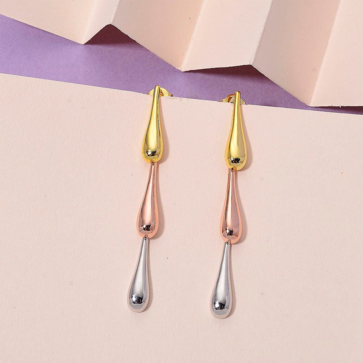 LucyQ Tri Drip Collection - Sterling Silver Earring in 18K Vermeil Tri Colour Plated 8207207 2