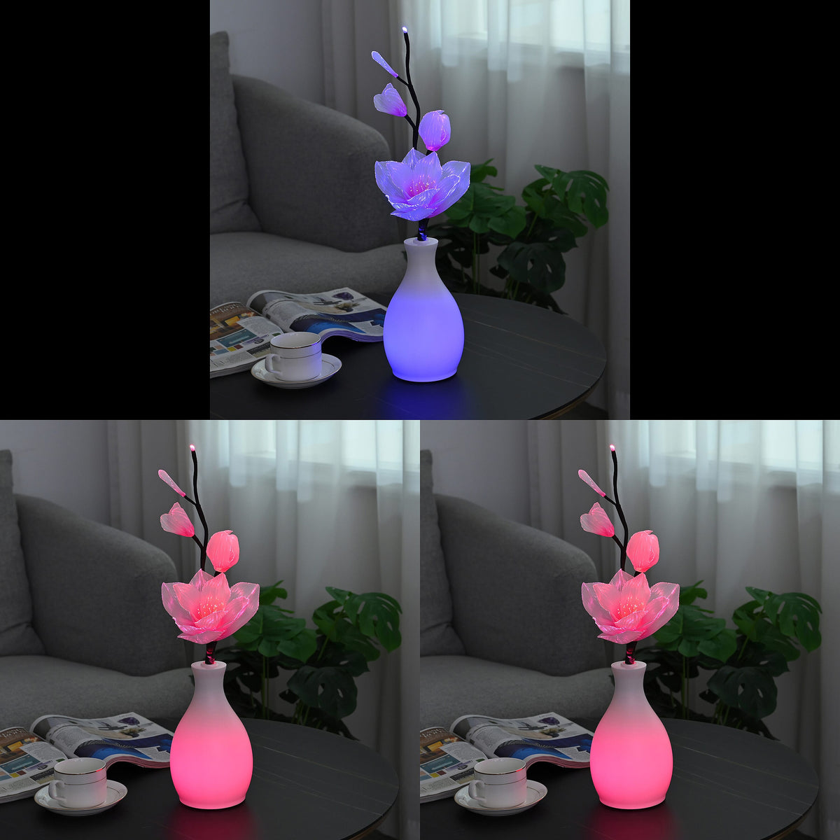 Luminous Magnolia LED Fiber Optic Flower (50cm) - Pink &amp; Purple 8030647 3