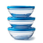 Duralex Freshbox 3 Piece ROUND Set with Blue Lid - Clear & Blue