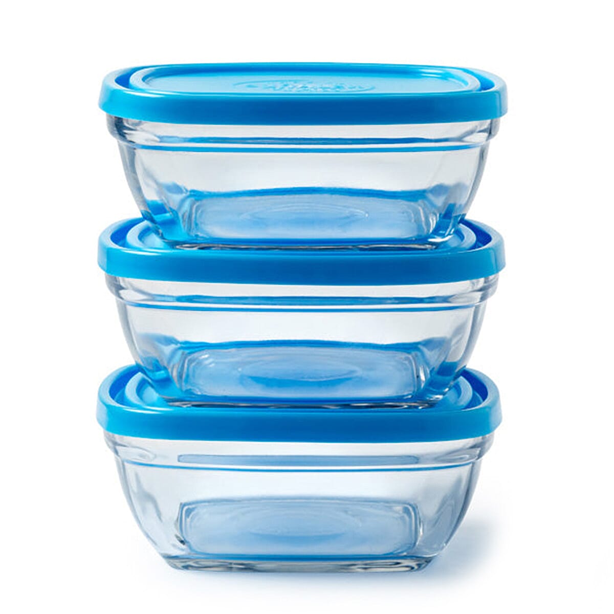 Freshbox 3 Piece Square Set with Blue Lid - (0.6ltr - 1.1ltr - 2ltr) 7801000 0