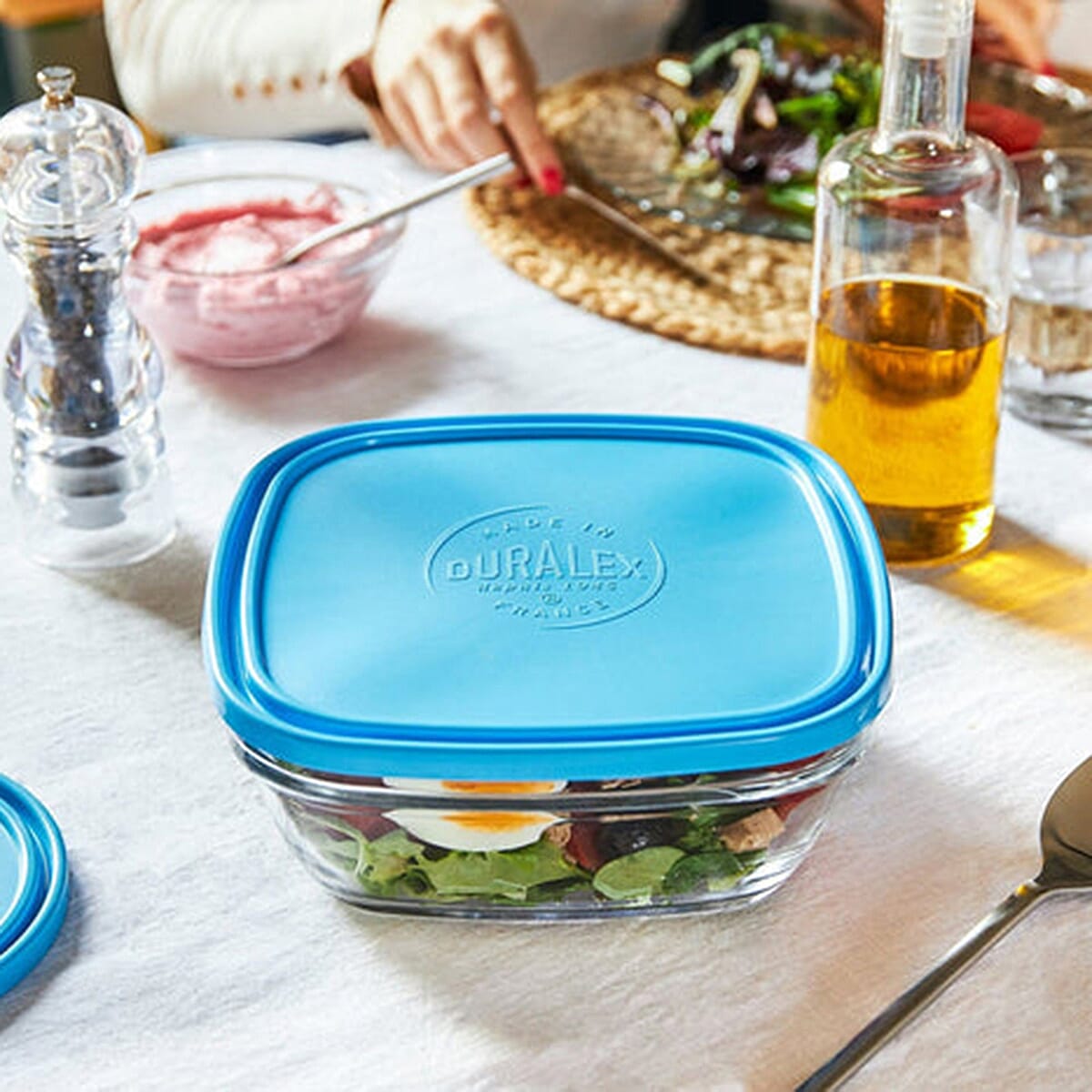 Freshbox 3 Piece Square Set with Blue Lid - (0.6ltr - 1.1ltr - 2ltr) 7801000 3