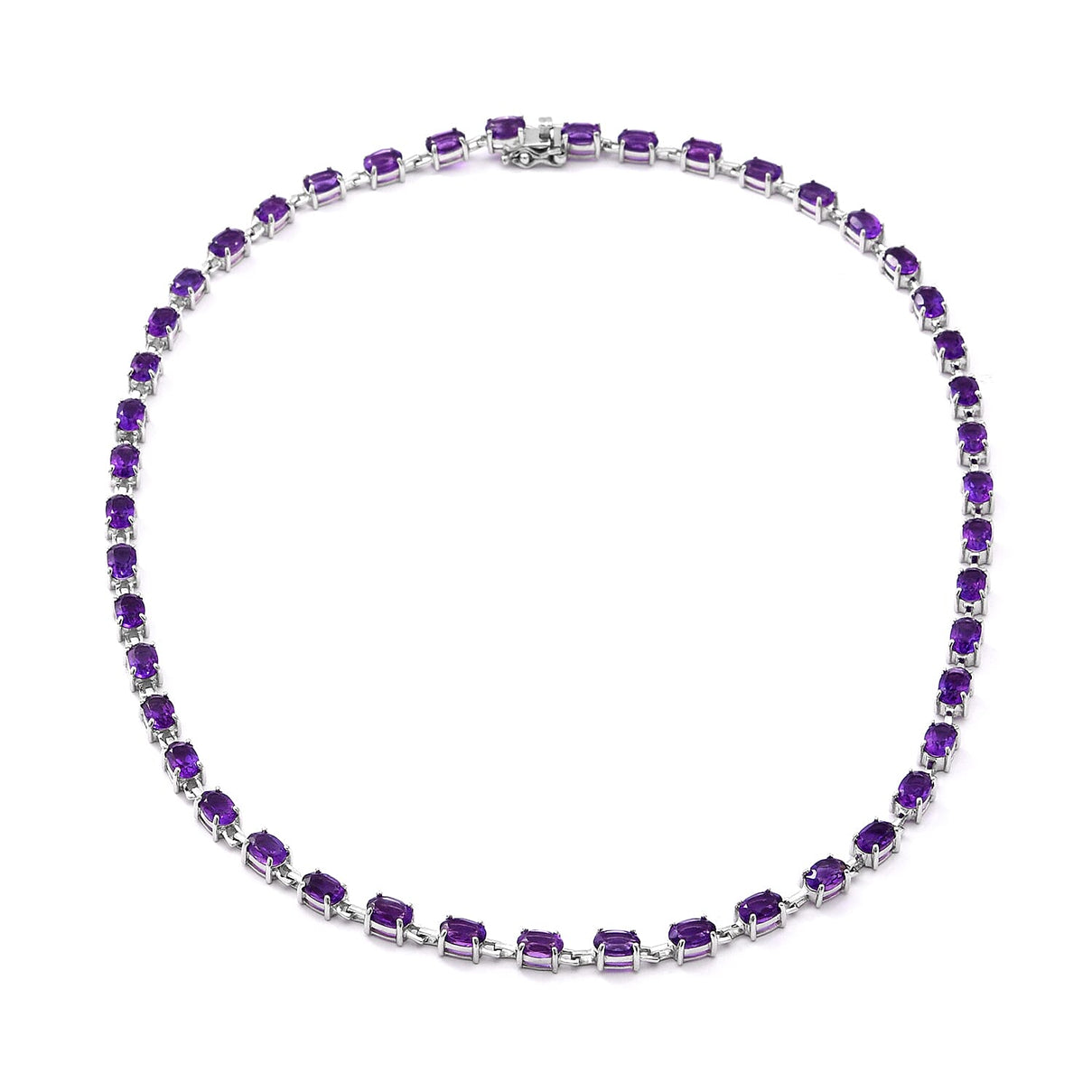 Lusaka Amethyst Necklace Size 18 Inch in Rhodium Plated Sterling Silver, Wt. 15.00 Gms 8727897 0