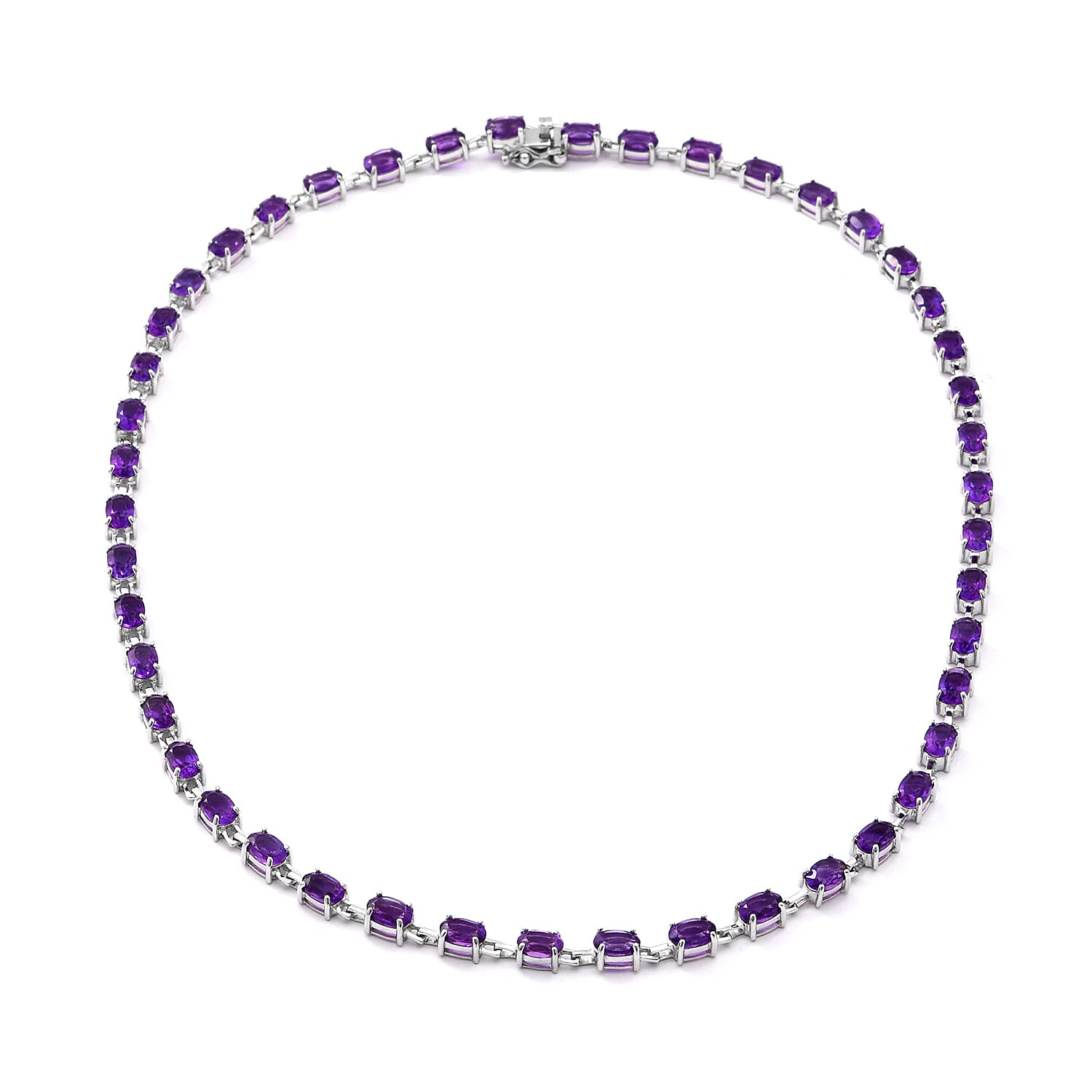 Lusaka Amethyst Necklace Size 18 Inch in Rhodium Plated Sterling Silver, Wt. 15.00 Gms 8727897 0