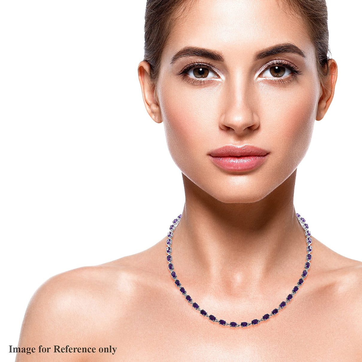 Lusaka Amethyst Necklace Size 18 Inch in Rhodium Plated Sterling Silver, Wt. 15.00 Gms 8727897 1