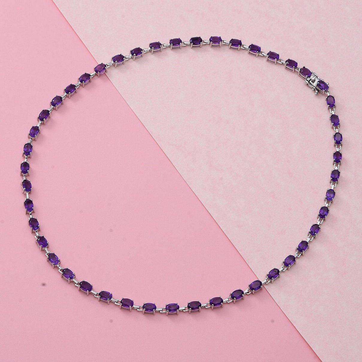 Lusaka Amethyst Necklace Size 18 Inch in Rhodium Plated Sterling Silver, Wt. 15.00 Gms 8727897 2