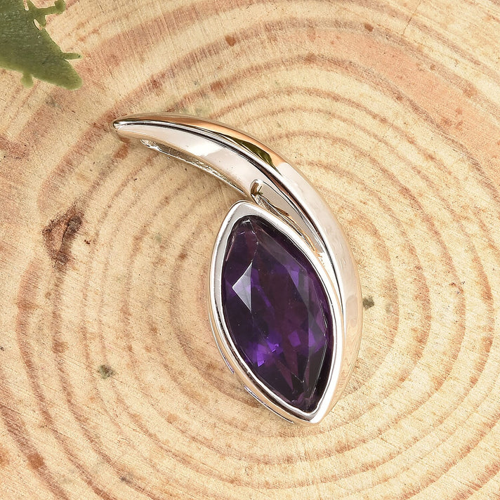 Lusaka Amethyst Pendant in Rhodium Overlay Sterling Silver 1.50 Ct 3878538 1