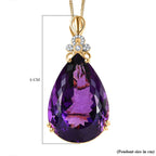 Lusaka Amethyst & Natural Zircon Drop Pendant with Chain (Size 20) in 18K Vermeil Yellow Gold Plated Sterling Silver 100.36 Ct, Silver Wt. 13.04 Gms