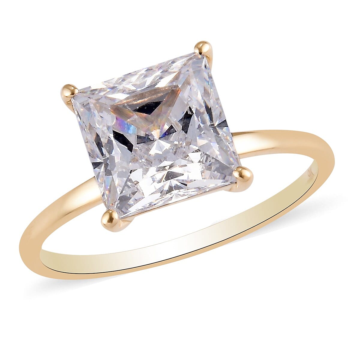 Lustro Stella 9K Yellow Gold Solitaire Ring Made with Finest CZ 3749485 0