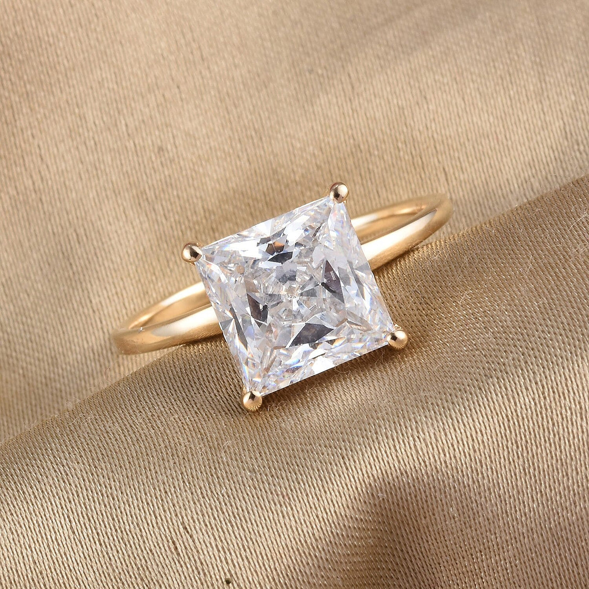 Lustro Stella 9K Yellow Gold Solitaire Ring Made with Finest CZ 3749485 2