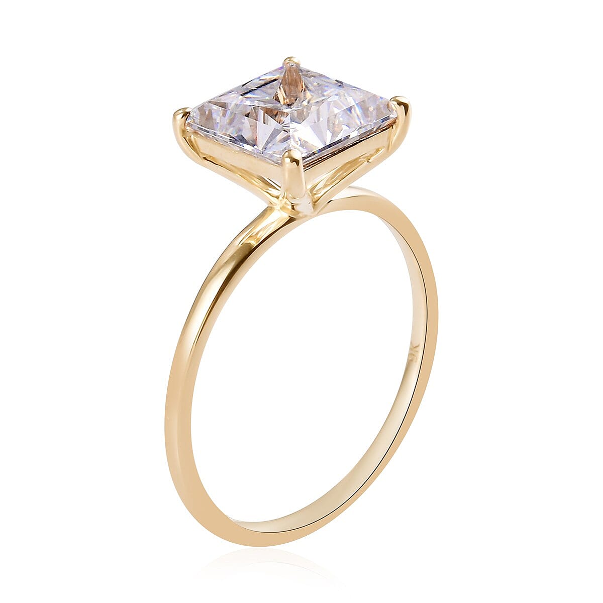 Lustro Stella 9K Yellow Gold Solitaire Ring Made with Finest CZ 3749485 4