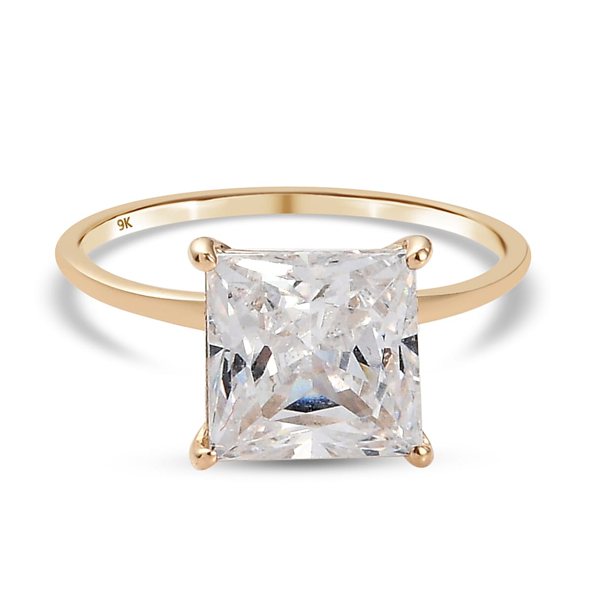 Lustro Stella - 9K Yellow Gold Solitaire Ring Made with Finest CZ 3829903 0
