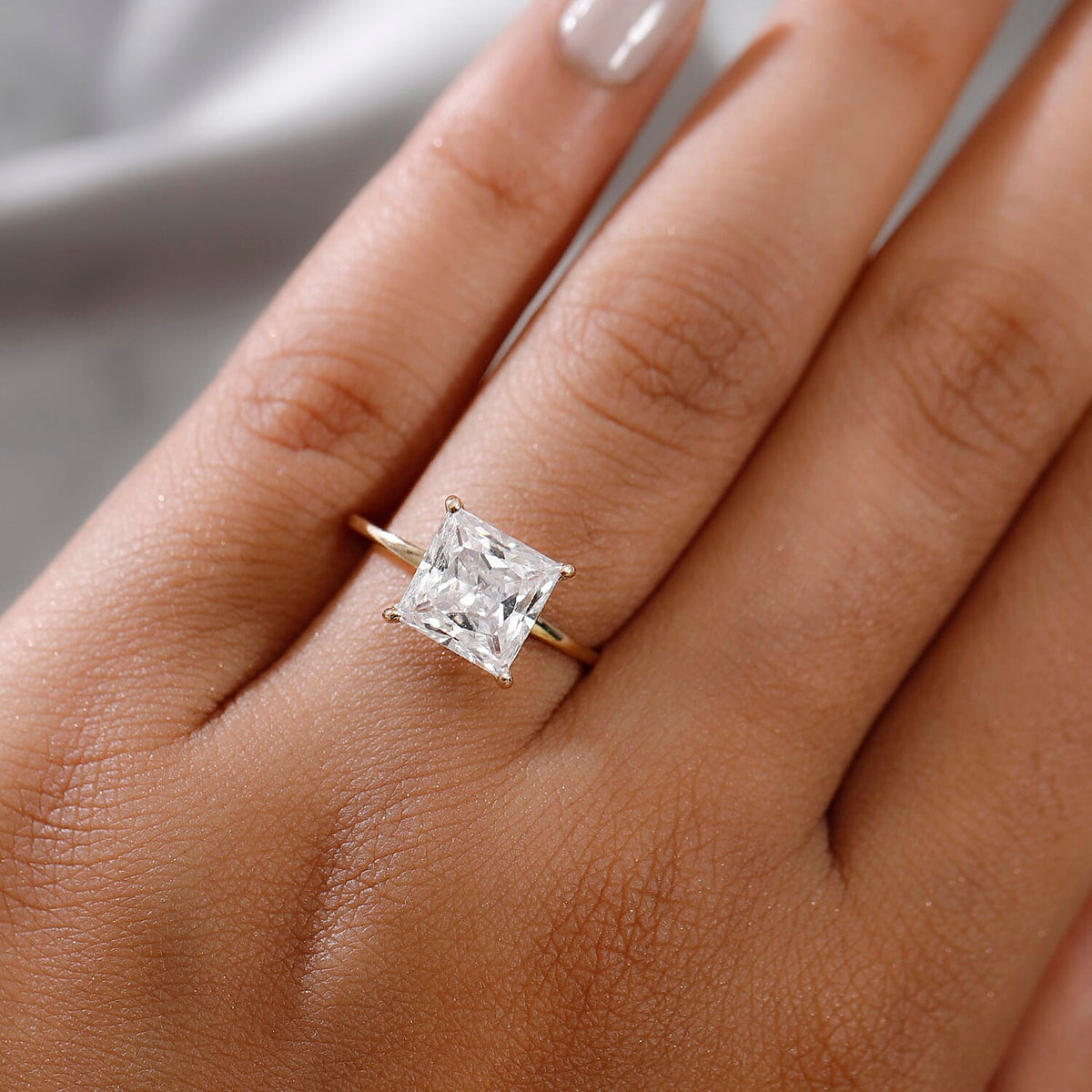 Lustro Stella - 9K Yellow Gold Solitaire Ring Made with Finest CZ 3829903 3