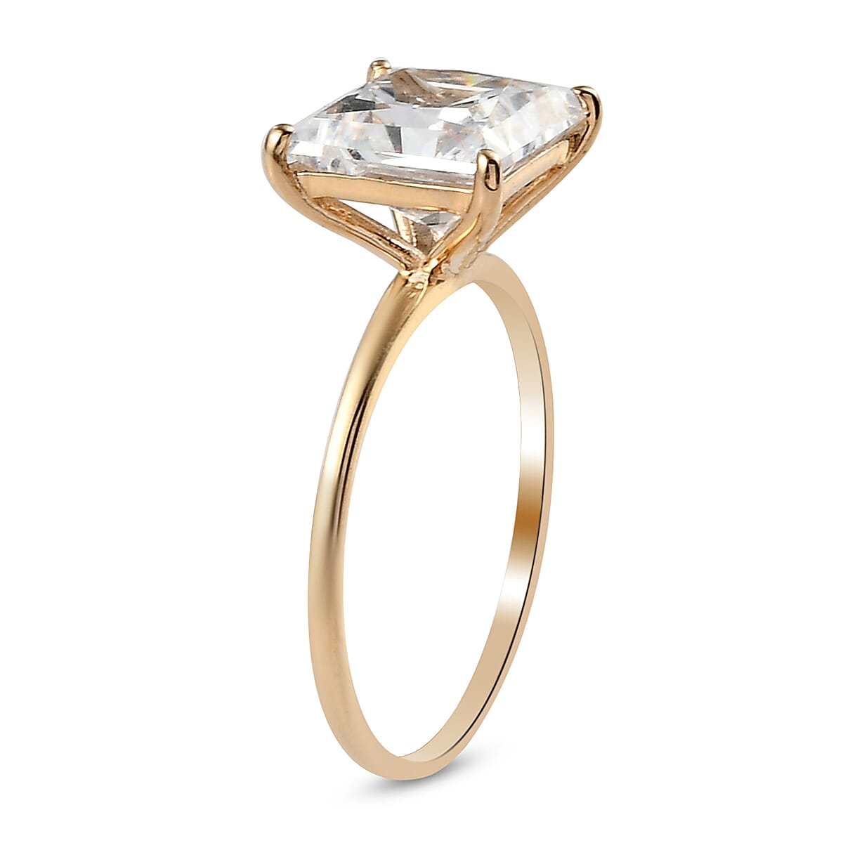 Lustro Stella - 9K Yellow Gold Solitaire Ring Made with Finest CZ 3829903 4