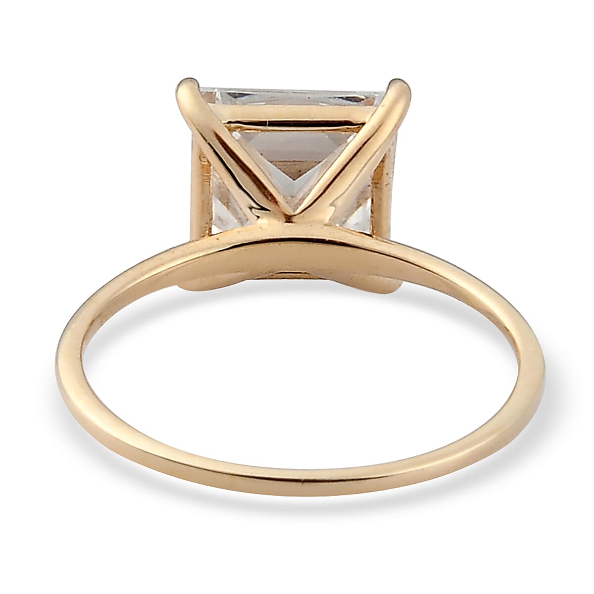 Lustro Stella - 9K Yellow Gold Solitaire Ring Made with Finest CZ 3829903 5