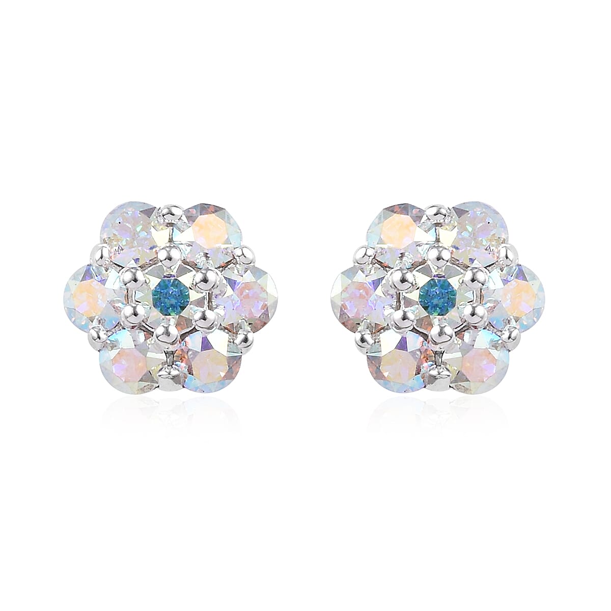 Lustro Stella  AB Crystal Floral Stud Earrings (with Push Back) in Sterling Silver 3687063 0