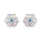 Lustro Stella  AB Crystal Floral Stud Earrings (with Push Back) in Sterling Silver