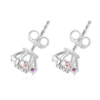 Lustro Stella  AB Crystal Floral Stud Earrings (with Push Back) in Sterling Silver