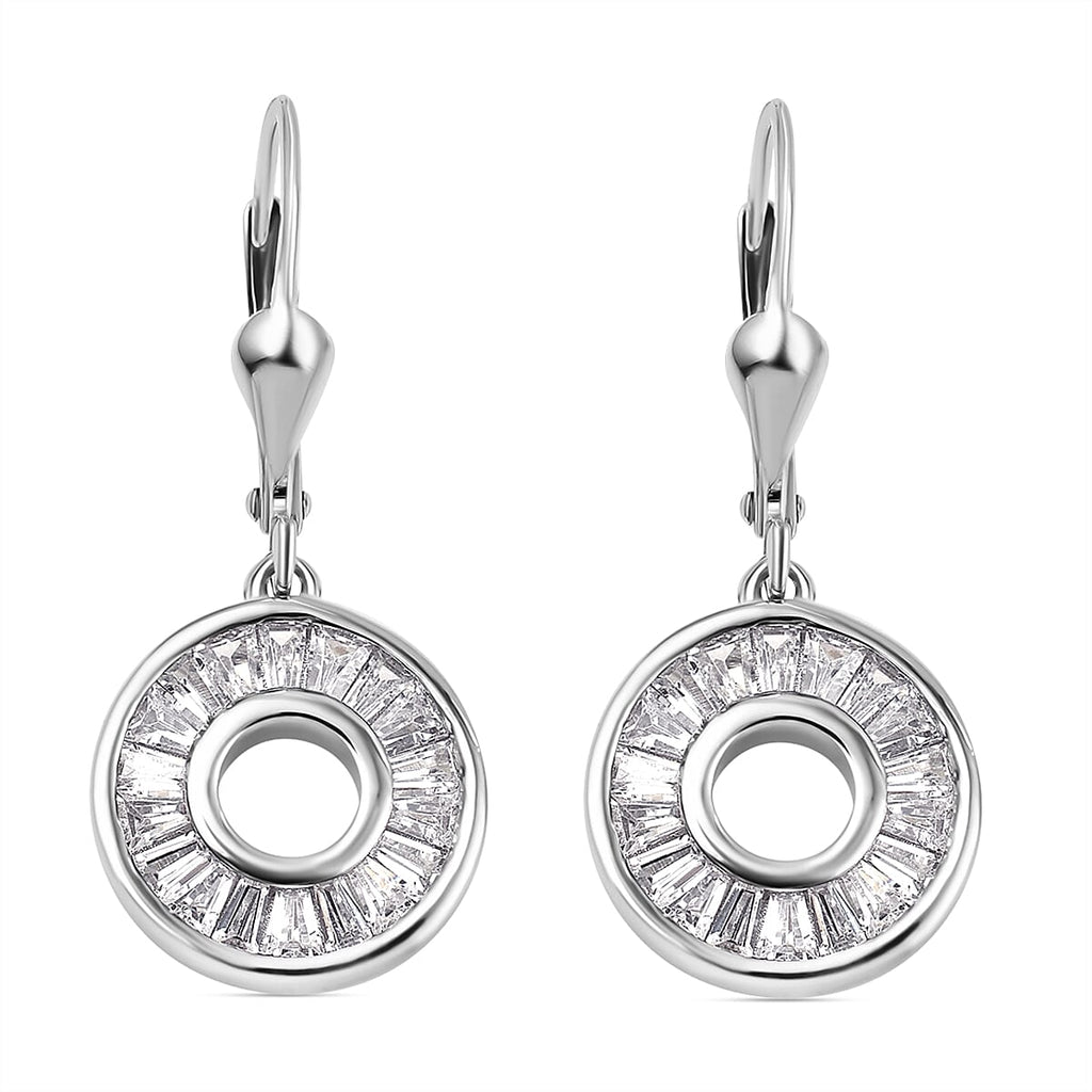 Lustro Stella - Cubic Zirconia  Earring in Rhodium Overlay Sterling Silver