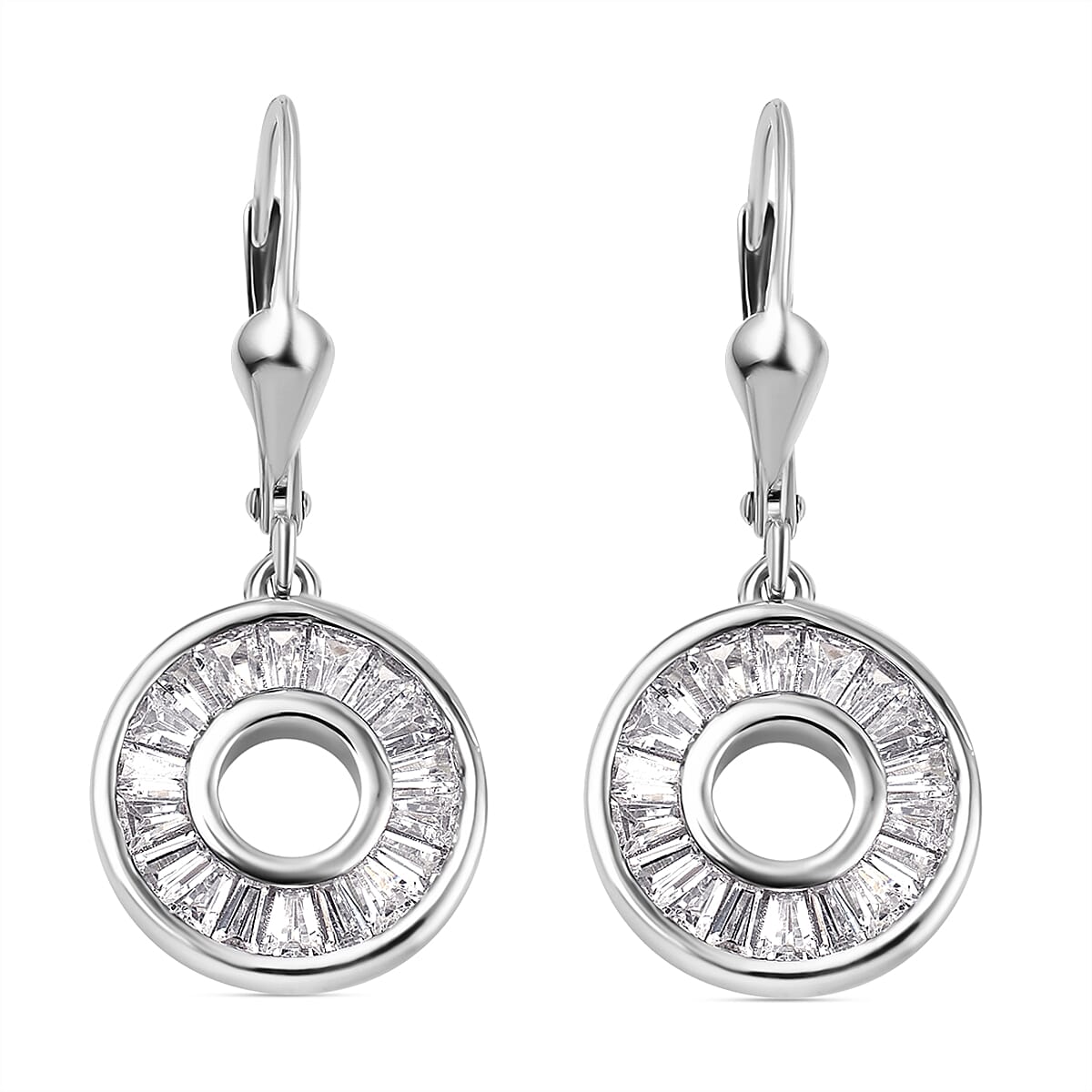 Lustro Stella - Cubic Zirconia Circle Earrings in Rhodium Overlay Sterling Silver 7813754 0