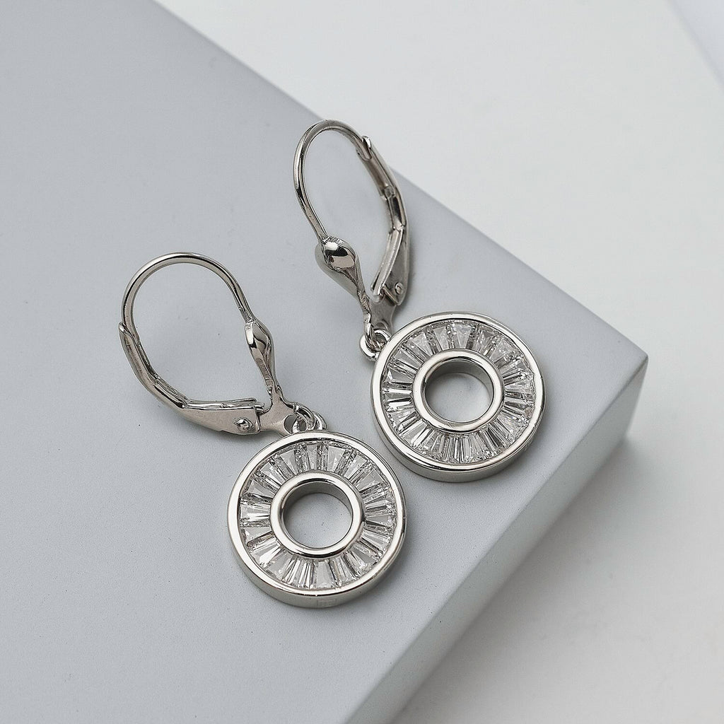 Lustro Stella - Cubic Zirconia  Earring in Rhodium Overlay Sterling Silver