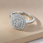 Lustro Stella - Platinum Overlay Sterling Silver Cluster Ring Made with Finest CZ 1.30 Ct