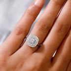 Lustro Stella - Platinum Overlay Sterling Silver Cluster Ring Made with Finest CZ 1.30 Ct